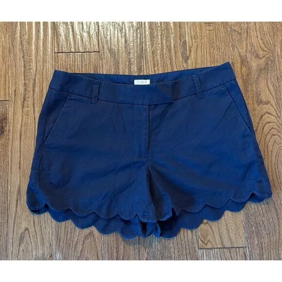 J.Crew linen blend scallop hem navy shorts size 8 - Picture 3 of 10